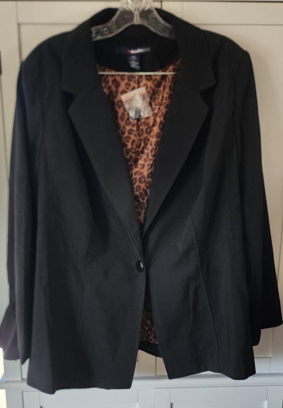 Denim 24/7 Women's Single Button Black Blazer Zippered Sleeves Plus Size 18W